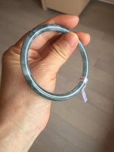 Load image into Gallery viewer, 58.5mm Certified Type A 100% Natural dark green/blue/gray Guatemala slim round cut Jadeite bangle PH7-2347
