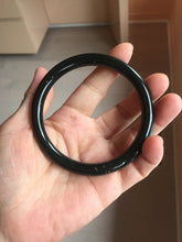 Load image into Gallery viewer, 62.5mm 100% Natural Dark Green/Black Meteorite Starry Night Sky Galaxy Nephrite Bangle HK2-0564
