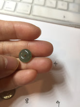 Load image into Gallery viewer, 11mm Type A 100% Natural icy watery oily dark green gray black(老油青) SMALL Jadeite Safety Guardian Button donuts pendant PF22 Add on item
