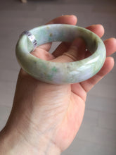 Load image into Gallery viewer, 56.5mm certificated Type A 100% Natural sunny green/purple/yellow  Monet’s Water Lilies Jade bangle E62-1029
