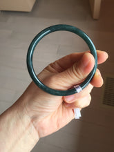 Load image into Gallery viewer, 59mm Certified Type A 100% Natural dark green/blue/gray with Guatemala slim round cut Jadeite bangle PH25-2342
