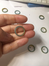 Load image into Gallery viewer, 13.3mm size 2 100% natural type A icy watery green/blue/yellow Guatemala square style jadeite jade pinky finger band ring/pendant group BS118
