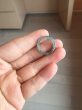 Load image into Gallery viewer, 15.1mm size 4 1/4 100% natural type A icy watery green/blue icy watery Guatemala slim jadeite jade band ring group PB51
