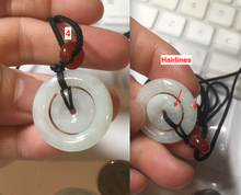 Load image into Gallery viewer, 21-25mm Type A 100% Natural icy watery light green/clear/white Jadeite Jade concentric circle safety Guardian ring Pendant (子母扣,同心环) group PA171
