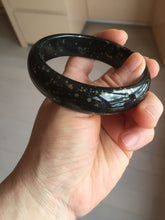 Load image into Gallery viewer, 58.5mm 100% Natural dark green/black meteorite Stellar Night sky nephrite bangle HN86-7597
