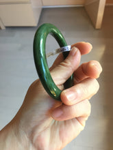 Load image into Gallery viewer, 55mm certified 100% Natural dark green/black nephrite (碧玉)  bangle HT168-3-3890
