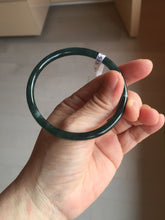 Load image into Gallery viewer, 58.3mm Certified Type A 100% Natural dark green/blue/gray Guatemala slim round cut Jadeite bangle BP202-5522
