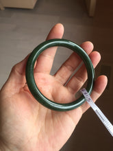 Load image into Gallery viewer, 60mm certified 100% Natural dark green/black round cut nephrite (碧玉)  bangle HN65-9156
