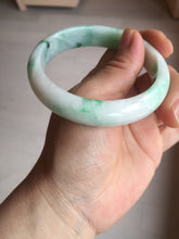 Load image into Gallery viewer, 58mm Certified Type A 100% Natural sunny green/white Jadeite Jade bangle BN16-7069
