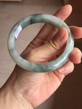 Load image into Gallery viewer, 59.2mm certified 100% natural Type A watermelon-rind green white Cool White Base with Misty Green Patches jadeite bangle PE32-2125
