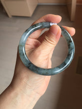 Load image into Gallery viewer, 56mm Certified Type A 100% Natural icy watery dark green/purple/gray round cut Jadeite bangle AA130-6924
