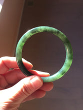 Load image into Gallery viewer, 55.7mm Certified 100% Natural Fresh Young Green/Dark Green/Black Green Ink Painting (绿水墨) Round Cut Nephrite (Wulanhai 乌兰海碧玉) Bangle HF135-7330
