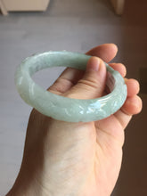 Load image into Gallery viewer, 55.3mm Certified Type A 100% Natural light green with carved Ancient Coin, Auspicious Cloud, and Lingzhi Jadeite Jade bangle PD146-6252
