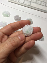 Load image into Gallery viewer, Type A 100% Natural light sunny green/white/purple(白底青) jadeite Jade rose flower Pendant BF150
