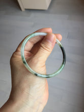 Load image into Gallery viewer, 57mm Certified Type A 100% Natural green/black/gray with dark green floating flowers super slim round cut Jadeite bangle PD47-5770
