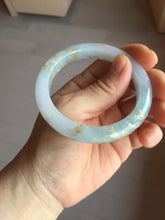 Load image into Gallery viewer, 53.5mm certified 100% Natural type A icy watery light green purple carved branches and flowers and golden-painted Jadeite Jade bangle PH196-5248
