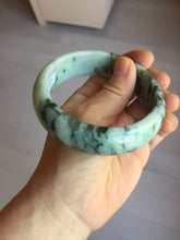 Load image into Gallery viewer, 59mm certified Type A 100% Natural dark green white broad Jadeite Jade bangle PE100-6230
