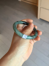 Load image into Gallery viewer, 55mm Certified Type A 100% Natural dark green/gray round cut Jadeite bangle PA227-2426
