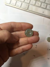 Load image into Gallery viewer, 14-15mm Type A 100% Natural icy watery dark green black gray(淡油青) Jadeite Safety Guardian Button donuts pendant PF20 Add on item.
