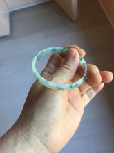 Load image into Gallery viewer, 51mm Certified Type A 100% Natural icy watery light green with green floating flowers thin Jadeite Jade bangle PJ57-1885
