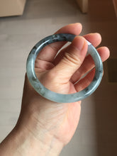 Load image into Gallery viewer, 55.8mm Certified Type A 100% Natural icy watery dark green/purple/gray round cut Jadeite bangle AA131-6925

