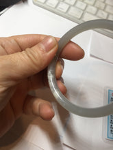 Load image into Gallery viewer, 55mm Certified 100% Natural icy watery gray black(灰冰) smoky gray(烟紫) slim round cut nephrite jade bangle HT124-9091
