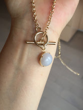 Load image into Gallery viewer, 100% natural Type A Double Layer Gold-Tone O-T toggle Necklace with white light purple gray Jadeite Pendant PF70
