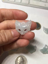 Load image into Gallery viewer, 100% natural type A white light green jadeite jade fox mask pendant necklace PD101
