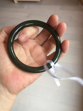 Load image into Gallery viewer, 60.2mm certified 100% Natural dark green/black round cut nephrite Jade(碧玉)  bangle HN14-0140

