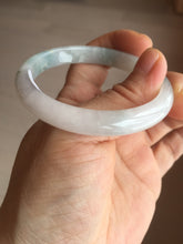 Load image into Gallery viewer, 52.5mm certified natural 100% natural Type A light green/white slim jadeite jade bangle BS91-6677
