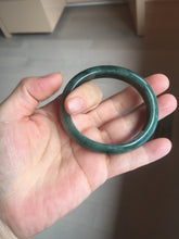 Load image into Gallery viewer, 47mm certified 100% natural Type A oily dark green gray black(老油青) oval jadeite jade bangle BS174-0051
