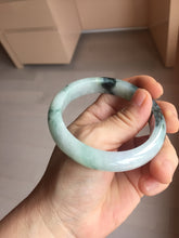 Load image into Gallery viewer, 56.5mm Certified Type A 100% Natural light purple white green with green floating flowers jadeite Jade bangle PB295-7300
