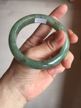Load image into Gallery viewer, 57.2mm certified Type A 100% Natural icy watery dark green gray Jadeite Jade bangle PC14-0371
