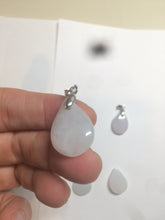 Load image into Gallery viewer, 100% natural icy watery green/white/purple type A jadeite jade water drop pendant necklace group A122
