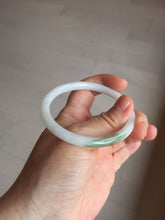 Load image into Gallery viewer, 53.5mm certified 100% natural light green white slim round cut oval jadeite jade bangle BL85-4662

