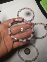 Load image into Gallery viewer, 100% natural type A light purple/white water drop/olive jadeite jade bead bracelet BK58

