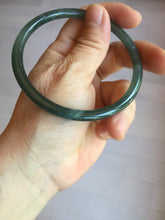 Load image into Gallery viewer, 62.5mm Certified Type A 100% Natural deep sea dark green/blue/black slim round cut Guatemala Jadeite bangle PC162-7020
