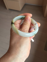 Load image into Gallery viewer, 53.9mm certified natural 100% natural Type A light green/yellow with green floating flowers jadeite jade bangle PA231-4999
