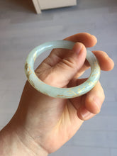 Load image into Gallery viewer, 52.2mm 100% Natural type A icy watery light green carved and golden-painted round cut slim Jadeite Jade bangle BH129
