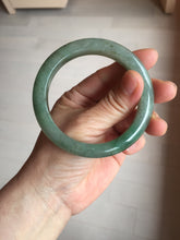 Load image into Gallery viewer, 57.2mm certified Type A 100% Natural icy watery dark green gray Jadeite Jade bangle PC15-0368
