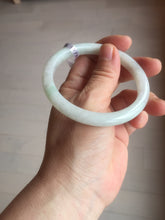 Load image into Gallery viewer, 58mm certified type A 100% Natural fresh light green/white slim jadeite jade bangle E80-0996
