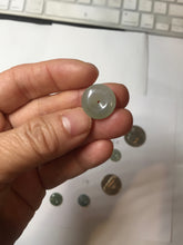 Load image into Gallery viewer, 12-17.5mm Type A 100% Natural oily dark green(淡油青) gray green Jadeite Safety Guardian Button donuts pendant PH61 Add on item
