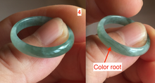 Load image into Gallery viewer, 19.2mm size 9 1/4 100% natural type A icy watery green/blue slim style Guatemala jadeite jade band ring group  BP71

