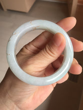 Load image into Gallery viewer, 53mm 100% natural Type A light green white carved and golden-painted jadeite jade bangle PJ61
