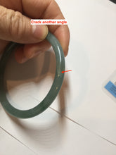 Load image into Gallery viewer, 59.5mm Certified Type A 100% Natural dark green/blue/gray with Guatemala slim round cut Jadeite bangle PE74-1468
