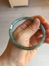 Load image into Gallery viewer, 58.9mm Type A 100% Natural Light Green/Gray/Black/Purple/Brown “Reed Flowers &amp; Snow” Guatemala Slim Round Cut Jadeite Bangle PJ123-1414
