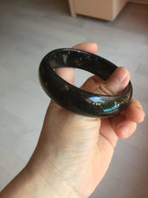 Load image into Gallery viewer, 60.3mm 100% Natural dark green/black meteorite Stellar Night sky nephrite bangle HN26-7598
