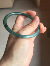 Load image into Gallery viewer, 58.3mm Certified Type A 100% Natural dark green/blue/gray Guatemala slim round cut Jadeite bangle PF12-5875
