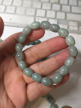 Load image into Gallery viewer, 9.8x8mm 100% natural type A light green blue olive(Lulutong) jadeite beads bracelet group Bp188

