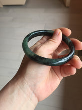 Load image into Gallery viewer, AllaboutjadeCanada.com only 61.8mm type A 100% Natural dark green black MoCui(墨翠) Jadeite bangle PC195
